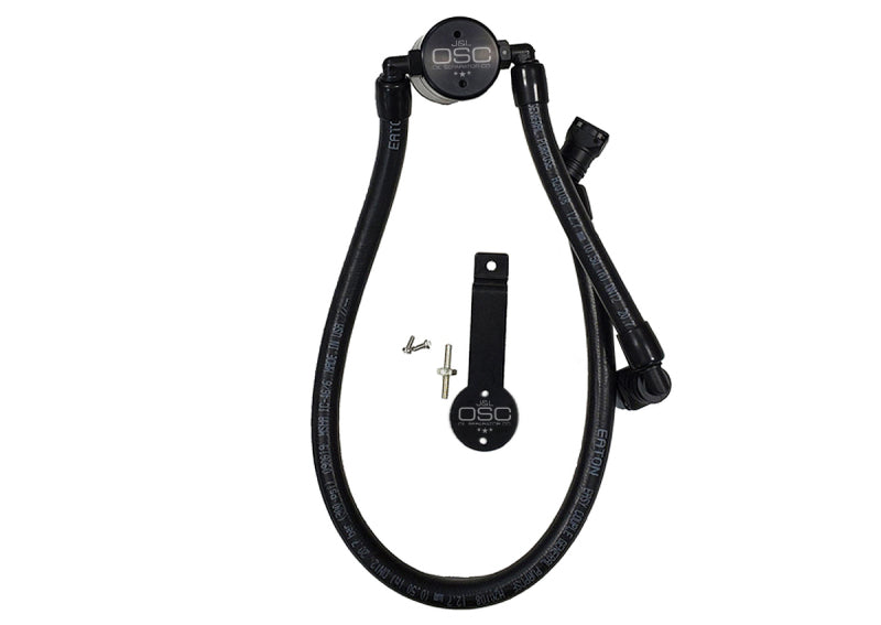 J&L 3041P-B | 3041P-B Oil Separator 3.0 Passenger Side 2011-14 Mustang GT/12-13 Boss 302 Remote Mount - Black Anodized