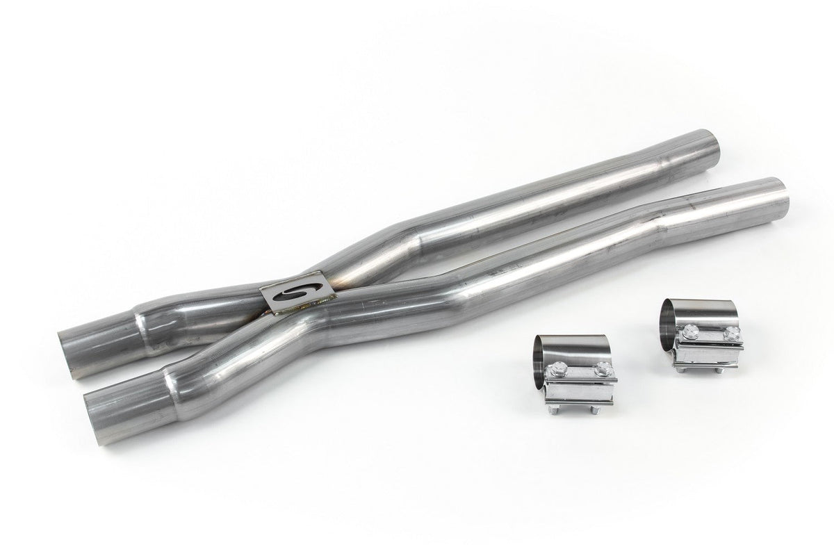 Steeda S550/S650 Mustang GT 5.0L Coyote 304 Stainless Resonator Delete X-Pipe (2018-2024)