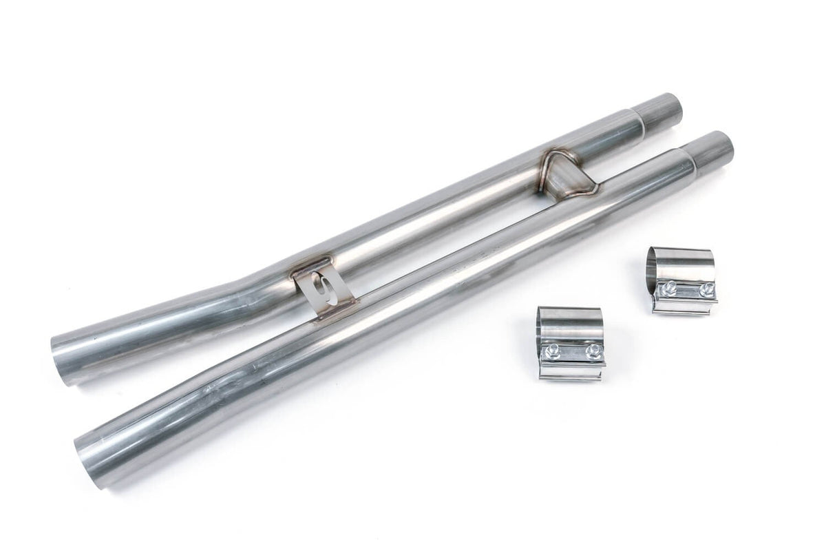 Steeda S550/S650 Mustang GT 5.0L Coyote 304 Stainless Resonator Delete H-Pipe (2018-2024)