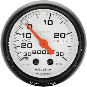AutoMeter Phantom Mechanical Boost/Vacuum Gauge - 30psi