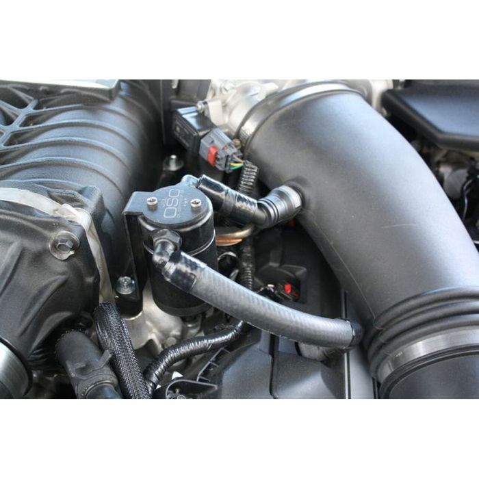 J&L Oil Separator Company Oil Separator Kit 3.0 Black Anodized Driver Side Mustang Supercharged 5.0L 2011-2017