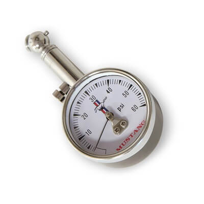 SCOTT DRAKE MUSTANG TIRE PRESSURE GAUGE WITH TRI-BAR LOGO AND CASE